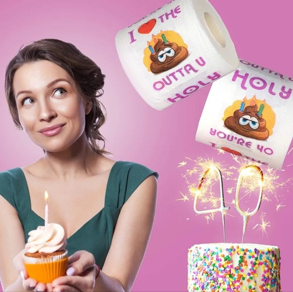 NIB- 2 rolls total - 40th Birthday Party Toilet Paper favors/decorations/jokes. - Picture 3 of 8